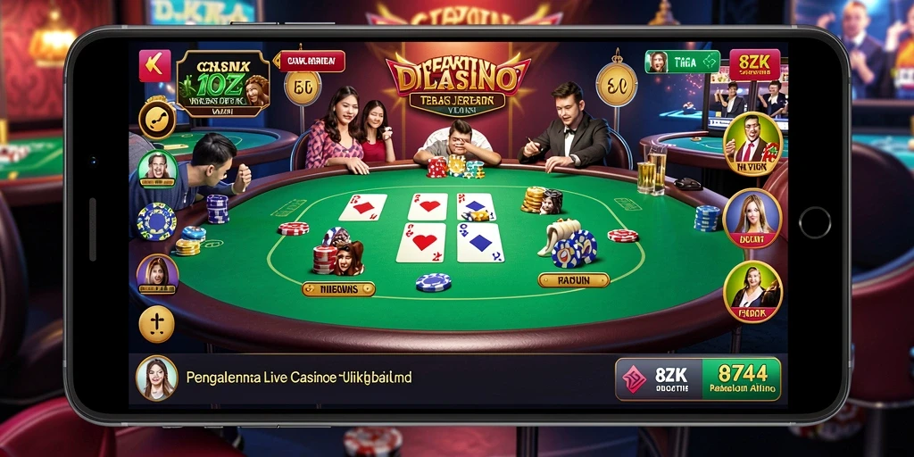 Tangkapan layar gameplay Live Casino di 8ZK menampilkan suasana kasino yang interaktif.