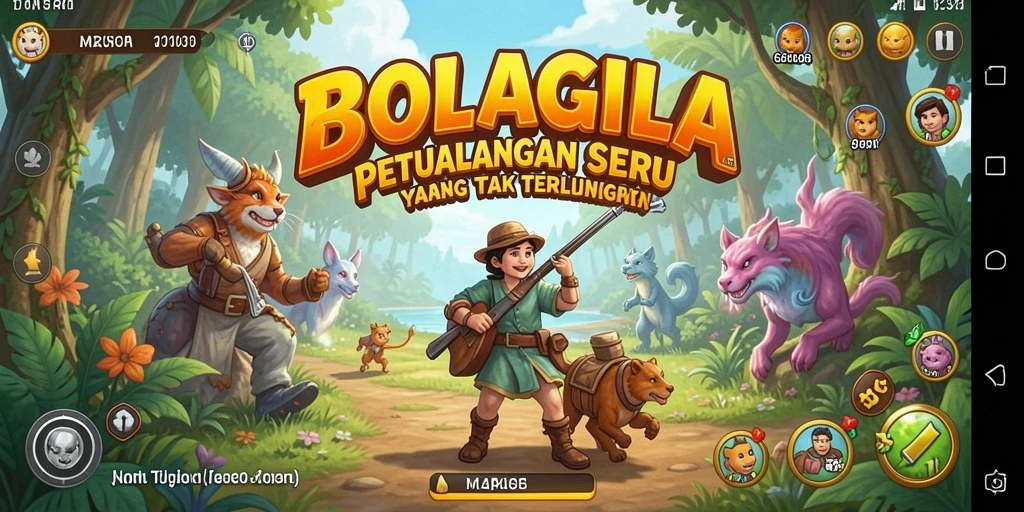 Screenshot gameplay BOLAGILA menunjukkan petualangan yang mendebarkan.