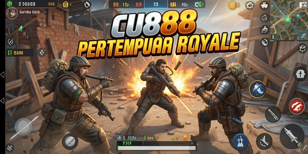 Screenshot CU888 menampilkan aksi Epic dalam pertempuran Battle Royale.