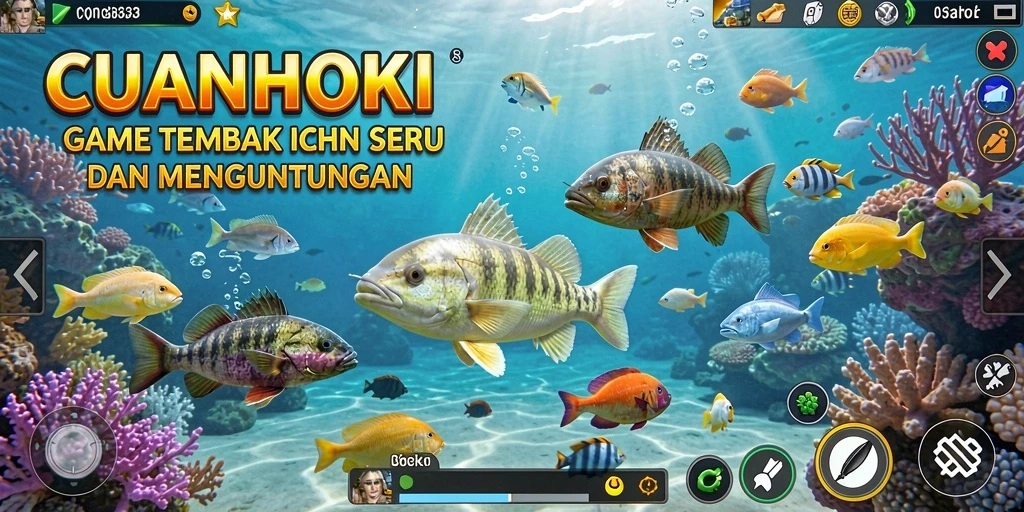 Tampilan gameplay menembak ikan yang seru dalam CUANHOKI.