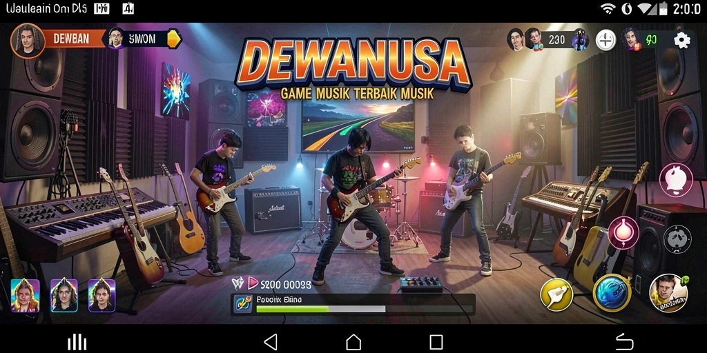 Tampilan gameplay DEWANUSA saat permainan musik berlangsung.