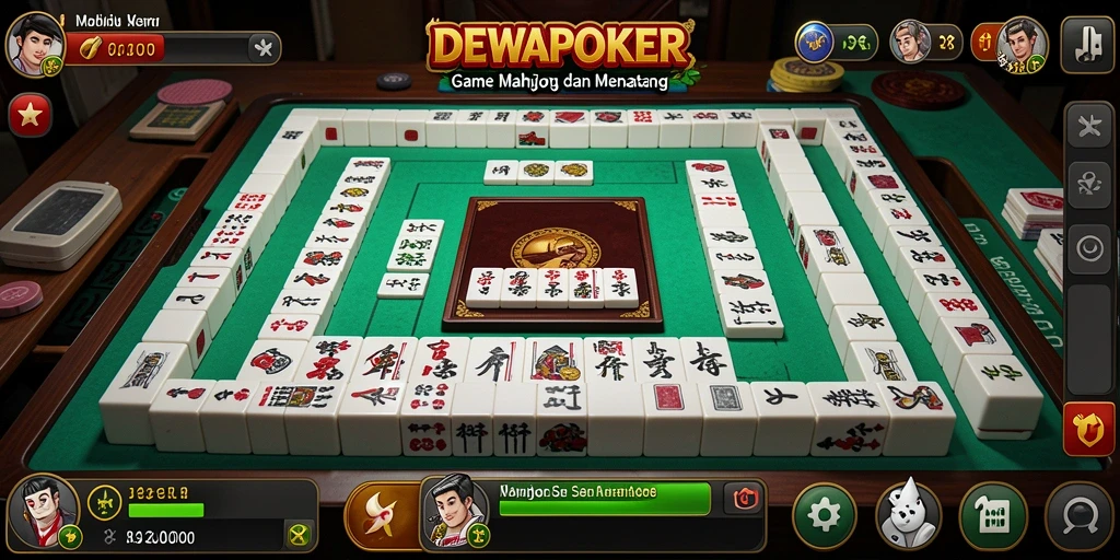 Tampilan gameplay seru DEWAPOKER dengan berbagai level Mahjong.