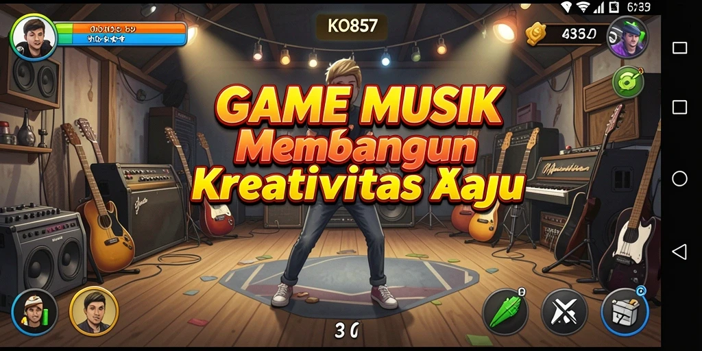 Tangkapan layar gameplay KO857 menampilkan aktivitas pembuatan musik yang seru.