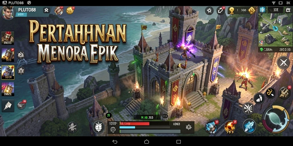 Tangkapan layar dari gameplay menara pertahanan yang menarik dan strategis.