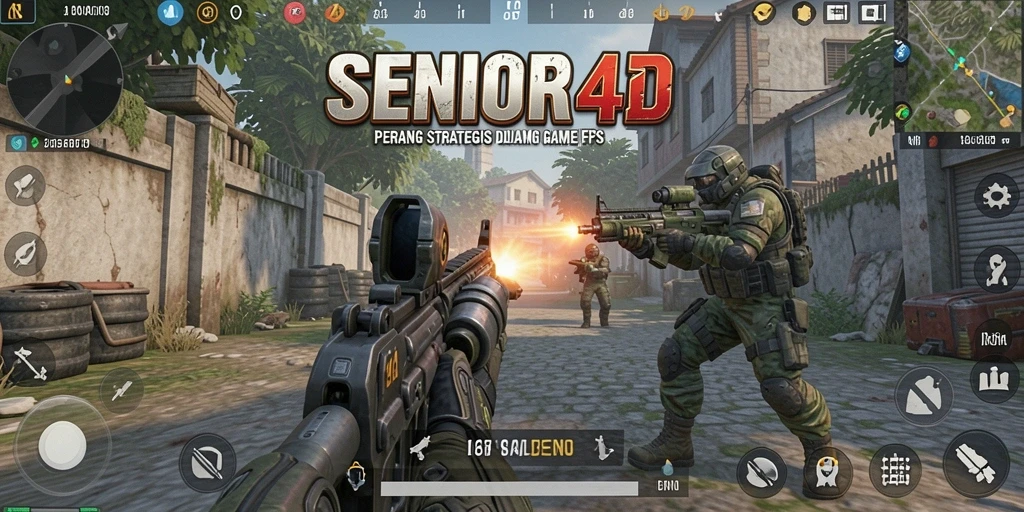 Screenshot gameplay SENIOR4D menampilkan aksi tembak-menembak yang mendebarkan.
