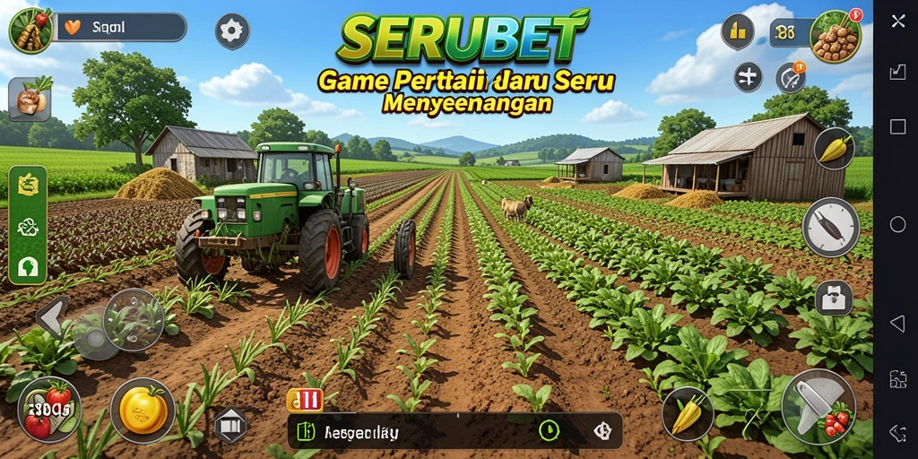 Menampilkan aktivitas seru dalam gameplay game pertanian.