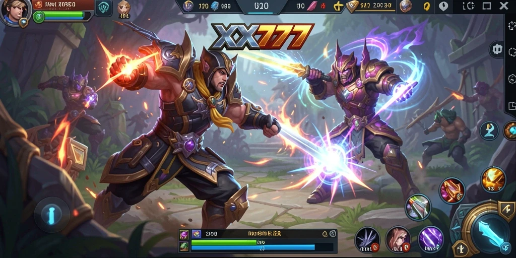 Screenshot dari XXX777 menampilkan aksi seru dalam pertarungan MOBA.